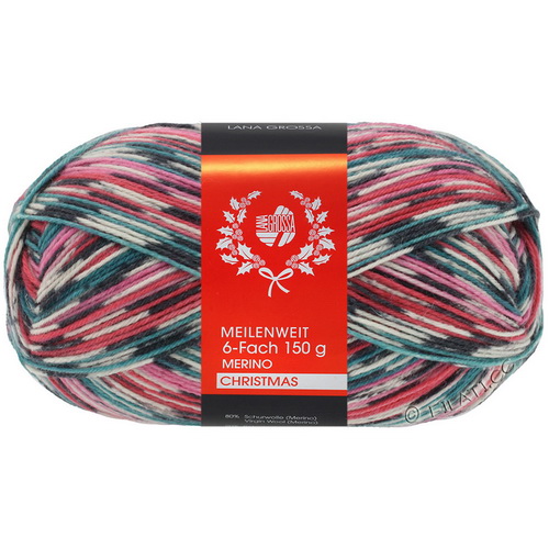 Lana Grossa Meilenweit 150 6-Ply Merino Christmas (315) 80% меринос, 20% полиамид 150 г/390 м