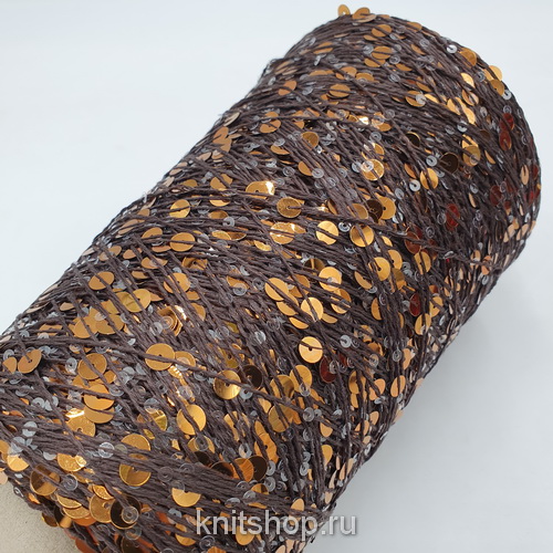 Lustrosa (6882 шоколадное пралине, пайетки) хлопок, пайетки 3мм, 6мм 300м/100гр