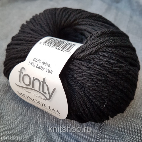 Fonty Mongolia 5 (07 черный) 85% меринос, 15% як 50 г/90 м 