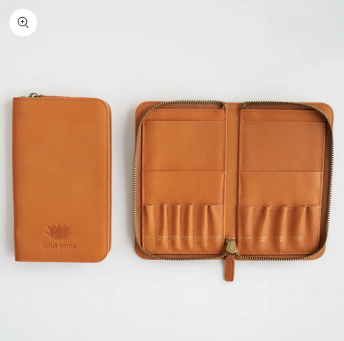 Кожаный чехол на замке для разъемных спиц IC Needle Case with Zipper Lotus Yarns