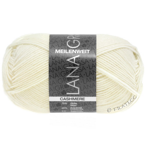 Lana Grossa Meilenweit 50 Cashmere (01) 70% меринос superwash, 5% кашемир, 25% полиамид 50 г/210 м