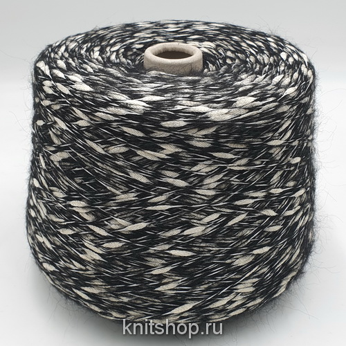 Millefili 6790 (117938 бело-черный) 44% хлопок, 10% кидмохер, 33% па, 13% акрил 265м/100гр шишечки