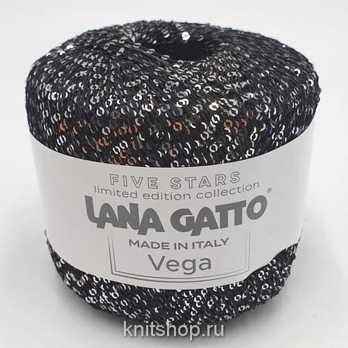 Lana Gatto Vega (09386 черный серебро) 45% пайетки, 55% па 25г/112м