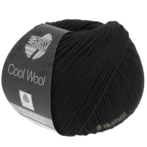 Lana Grossa Cool Wool 2000 uni (433 черный) 100% меринос 50 г/160 м