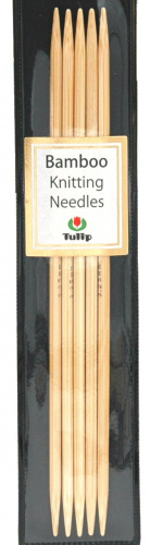 Спицы чулочные 5мм/15см, "Bamboo", бамбук, натуральный, 5шт в упаковке, Tulip
