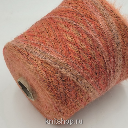 Mohair Stampato (785021 коралл мультиколор) 30% кидмохер, 40% полиакрил, 30% па 600м/100гр 