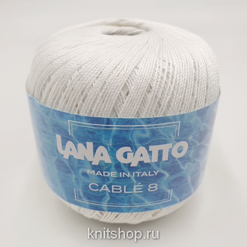 Lana Gatto Cable 8 (06536 белый) 100% хлопок 50 г/283 м