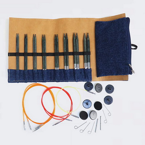Набор съемных спиц Denim Indigo Wood Knit Pro, дерево, 8 видов спиц