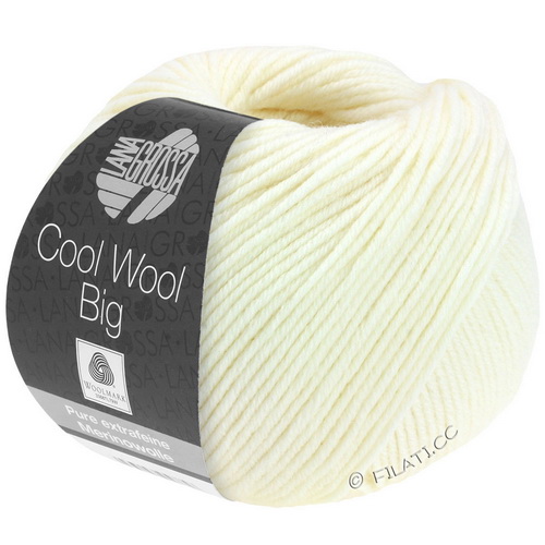 Lana Grossa Cool Wool Big uni (601) 100% меринос экстрафайн 50 г/120 м