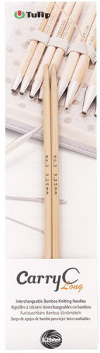 Спицы съемные 5мм/12см "CarryC Long", бамбук, натуральный, 2шт в упаковке, Tulip