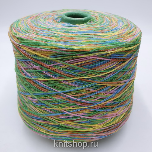 Moma Multicolor (7 радужный зеленый мультиколор) 76% хлопок, 24% па 600м/100гр реснички