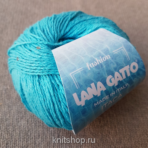 Lana Gatto Itaca (8661 голубой) 56% хлопок, 28% акрил, 9% пайетки, 6% нейлон, 1%PL 50 г/140 м