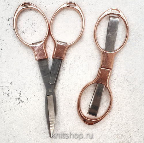 Ножницы раскладные, металл, розовое золото