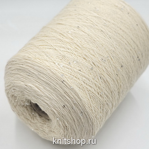 Servizi E Seta Supersilk (1313 сливочный) 75%меринос, 20%шелк, 5%пайетки 2мм 500м/100гр может косить