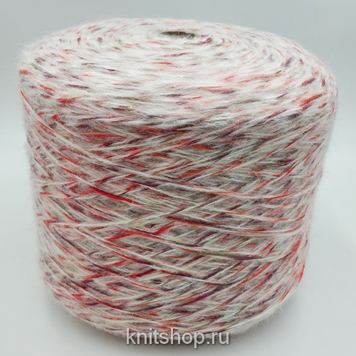 Allegro (Panna Red Lux бело-бордо с люрексом) 60% мохер, 5% люрекс, 35% другие волокна 200м/100гр