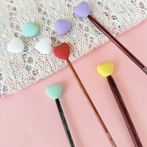 Заглушки сердечки для спиц лавандовые Lotus Yarns