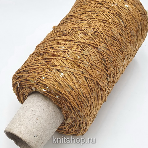 Lustrosa (8323 куркума, пайетки) 100% хлопок, пайетки 3мм, 6мм 200м/100гр