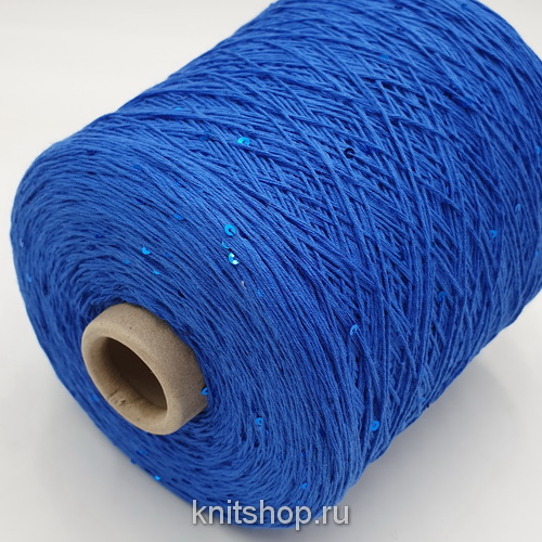Galassia Crepe/Soft Crepe (54 Bluette синий, пайетки 3мм) 97% хлопок, 3% пайетки 400м/100гр