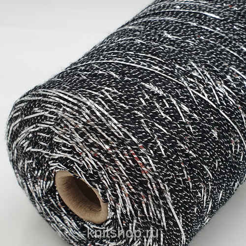 FY3572 (Black Silver черный, серебряная фольга) 50%акрил 25%меринос 13%фольга, 12%нейлон 350м/100гр