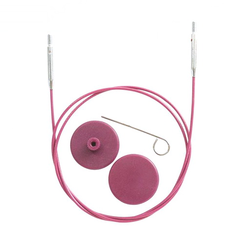 Тросик поворотный 35см (готовая длина с спицами 60см) фиолетовый, заглушки 2шт, ключик, Knit Pro