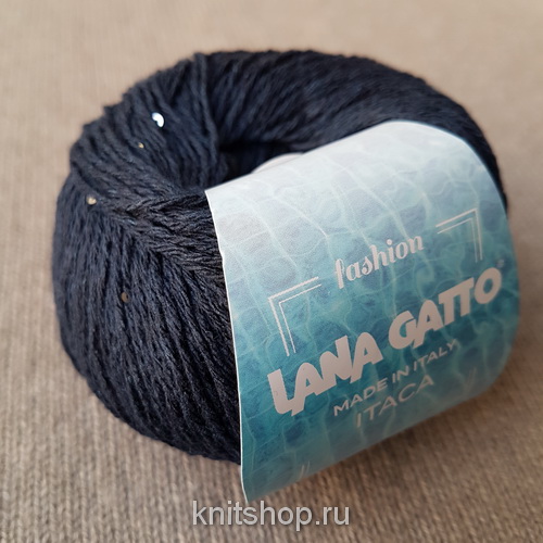 Lana Gatto Itaca (8663 темно-синий) 56% хлопок, 28% акрил, 9% пайетки, 6% нейлон, 1% PL 50 г/140 м