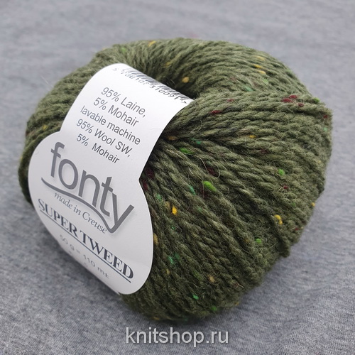 Fonty Super Tweed (10 темно-зеленый) 95% меринос, 5% мохер 50 г/110 м 