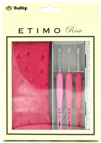 Набор крючков ETIMO Rose (2.5, 3, 3.5мм) линейка, игла, алюминий/пластик, розовый Tulip