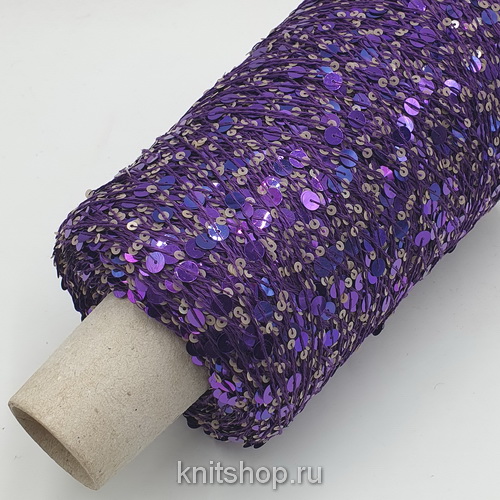Lustrosa (2316 фиолетовый, пайетки фиолетовые и серые) 100% хлопок, пайетки 3мм, 6мм 300м/100гр