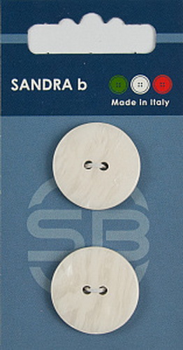 Пуговицы Sandra, 23мм, белый, 2 шт на блистере, CARD012