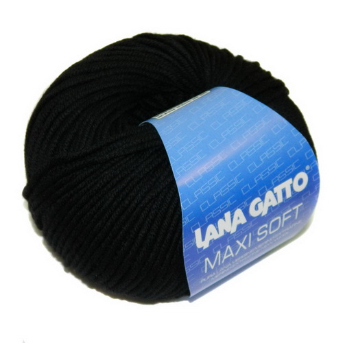 Lana Gatto Maxi Soft (10008 черный) 100% меринос экстрафайн 50 г/90 м