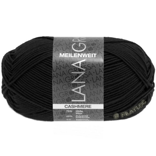 Lana Grossa Meilenweit 50 Cashmere (08 черный) 70% меринос superwash, 5% кашемир, 25% па 50 г/210 м