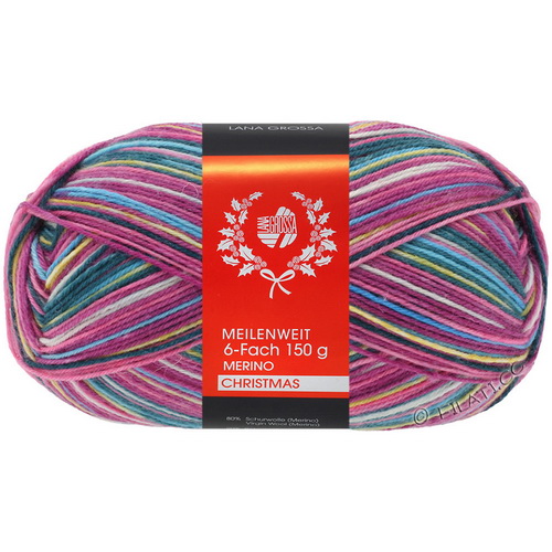 Lana Grossa Meilenweit 150 6-Ply Merino Christmas (318) 80% меринос, 20% полиамид 150 г/390 м