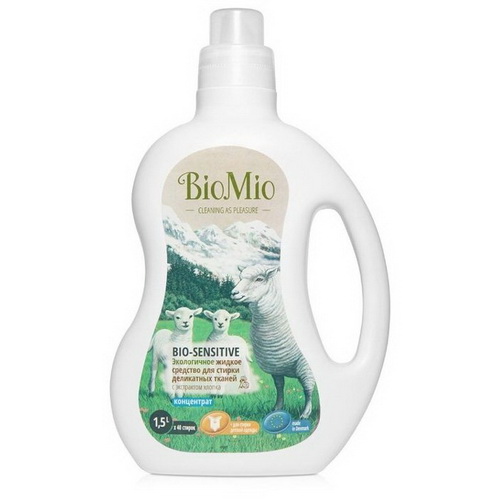 BioMio Концентрированное гипоаллергенное экологичное жидкое средство для стирки деликат тканей, 1,5л