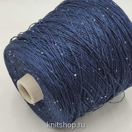 CaroLino (6611 звездное небо, пайетки серебро) 72% лён, 20% шелк, 8% пайетки 2мм 320м/100гр