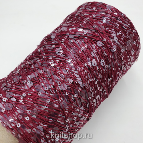 Lustrosa (6886 сливовый, пайетки) хлопок, пайетки 3мм, 6мм 300м/100гр