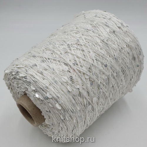 Vanity (1 белый) 100% хлопок, пайетки 3мм, 6мм 300 м/100гр