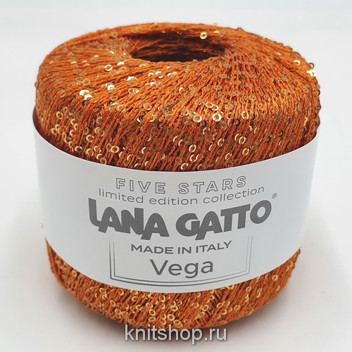 Lana Gatto Vega (09382 оранжевый золото) 45% пайетки, 55% па 25г/112м