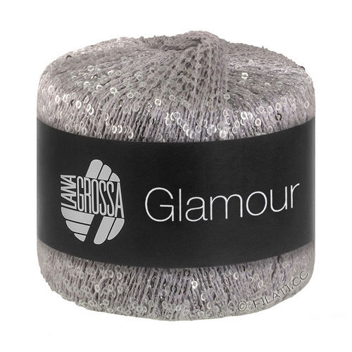 Lana Grossa Glamour (001) 55% полиамид, 45% пайетки (полиэстер) 25гр/115м 