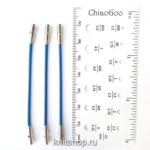 Леска S twist x-flex 5 см (3 шт) синяя к металлу ChiaoGoo