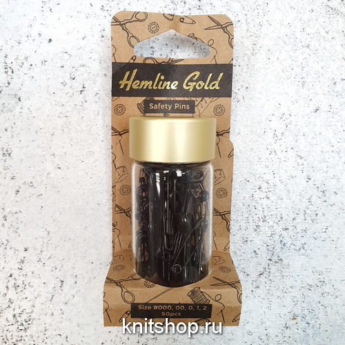Булавки английские, ассорти 50шт, в баночке, цвет черный, Hemline Gold