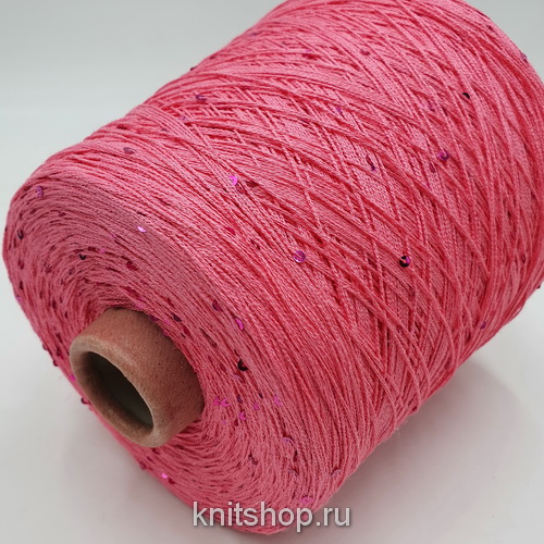 Bombay (16 Rosa ярко-розовый, пайетки 3мм) 35% лён, 16% хлопок, 46% вискоза, 3% пайетки 425м/100гр