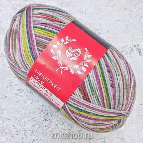 Lana Grossa Meilenweit 100 Merino Extrafine Christmas (6759) 80% меринос, 20% полиамид 100 г/420 м