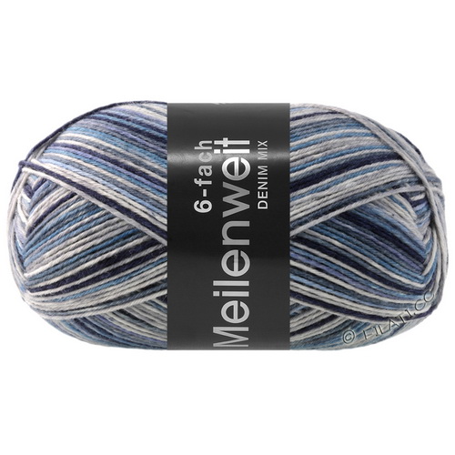 Lana Grossa Meilenweit 150 6-Ply Denim Mix (9637) 80% меринос, 20% полиамид 150г/390м