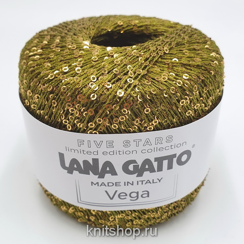 Lana Gatto Vega (09387 оливка золото) 45% пайетки, 55% па 25г/112м