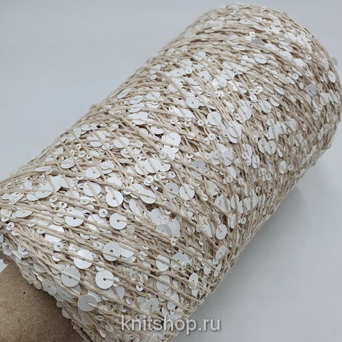 Lustrosa (6885 нюд, пайетки) хлопок, пайетки 3мм, 6мм 300м/100гр