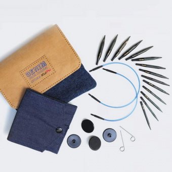 Набор съемных укороченных спиц Denim Indigo Wood Mini Knit Pro, дерево, 7 видов спиц