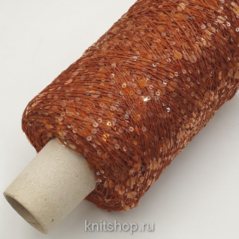 Lustrosa (2310 корица, пайетки прозрачные) 100% хлопок, пайетки 3мм, 6мм 300м/100гр