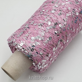 Lustrosa (2322 античная роза, пайетки серебро и роза) 100% хлопок, пайетки 3мм, 6мм 300м/100гр