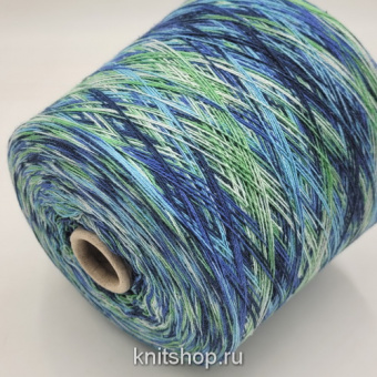 Pinori Filati DenimPaint (9306 голубой синий шалфей мультиколор) 100% хлопок 2/16 800м/100гр