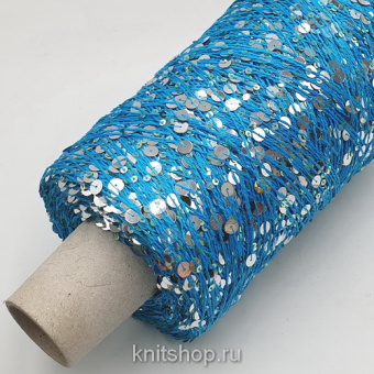 Lustrosa (2302 мальдивы, пайетки серебро) 100% хлопок, пайетки 3мм, 6мм 300м/100гр